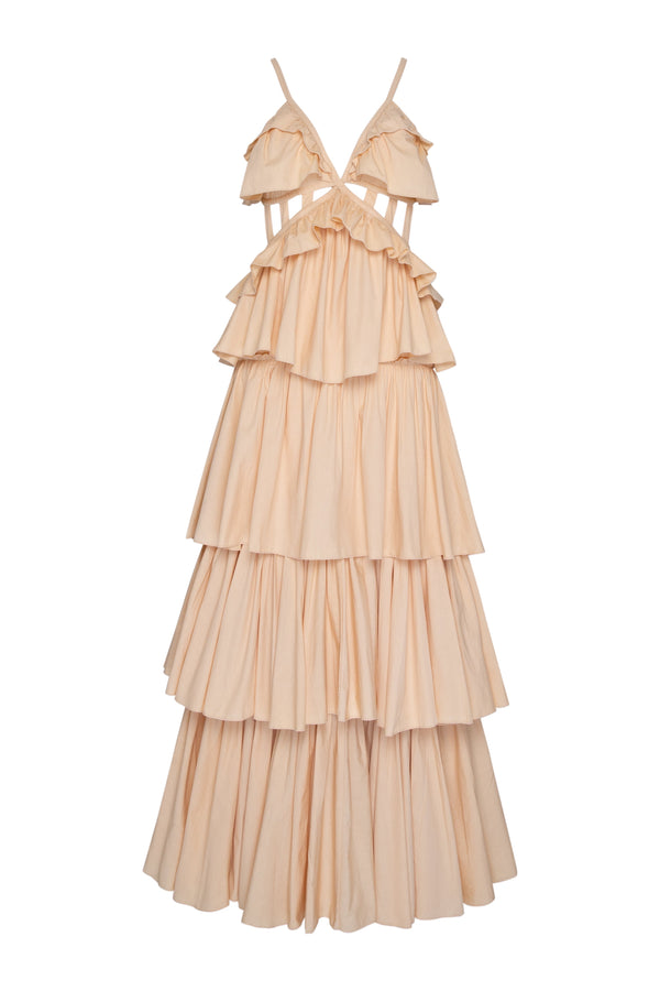 THE UTOPIA RUFFLE DRESS - SAND