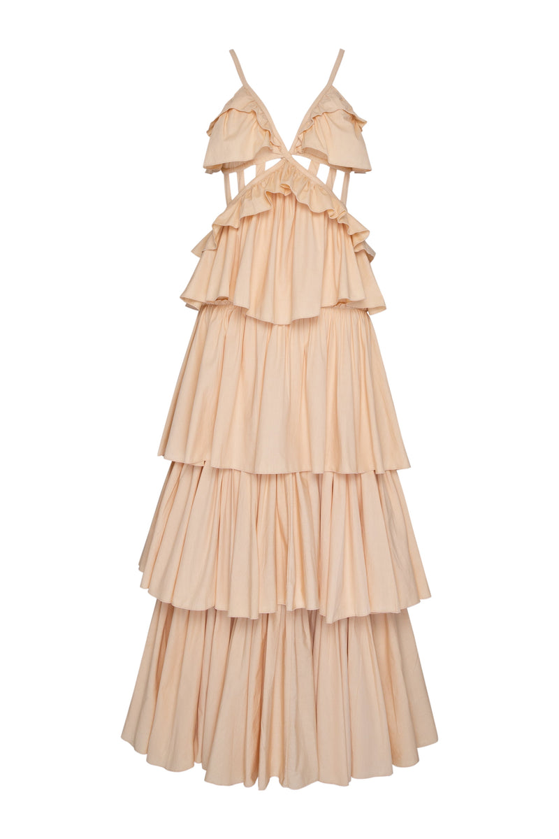 THE UTOPIA RUFFLE DRESS - SAND