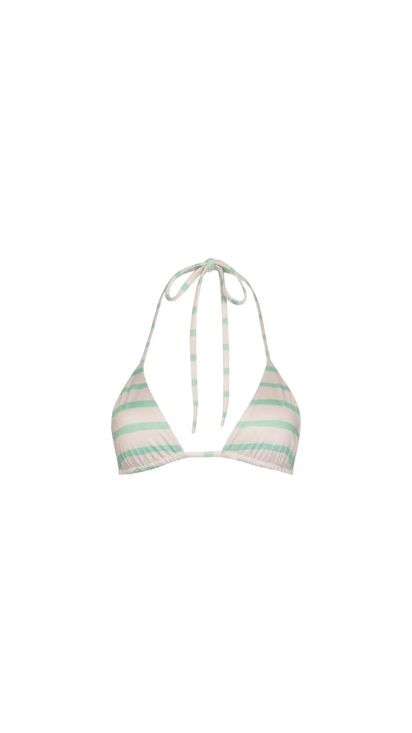 THE SANDS TRIANGLE BIKINI TOP - MINT/GREEN STRIPES