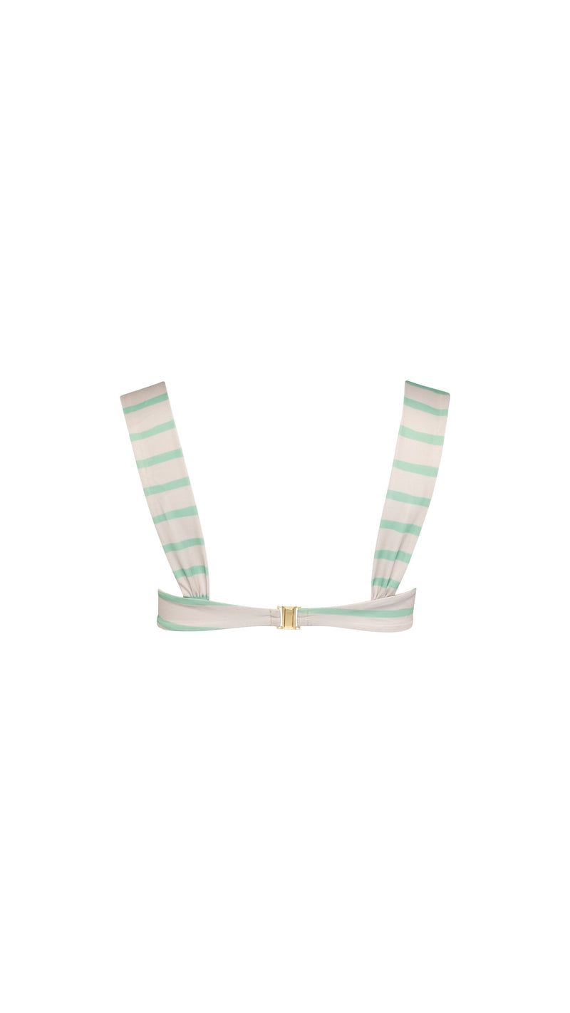 THE RESORT RUCHED ECO BIKINI TOP - MINT/GREEN STRIPE