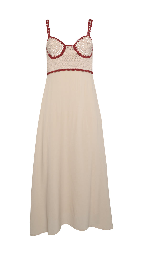 THE PARADISE CROCHET DRESS - LIGHT BEIGE