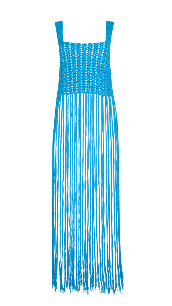 THE AZURE TASSEL DRESS - AQUA BLUE