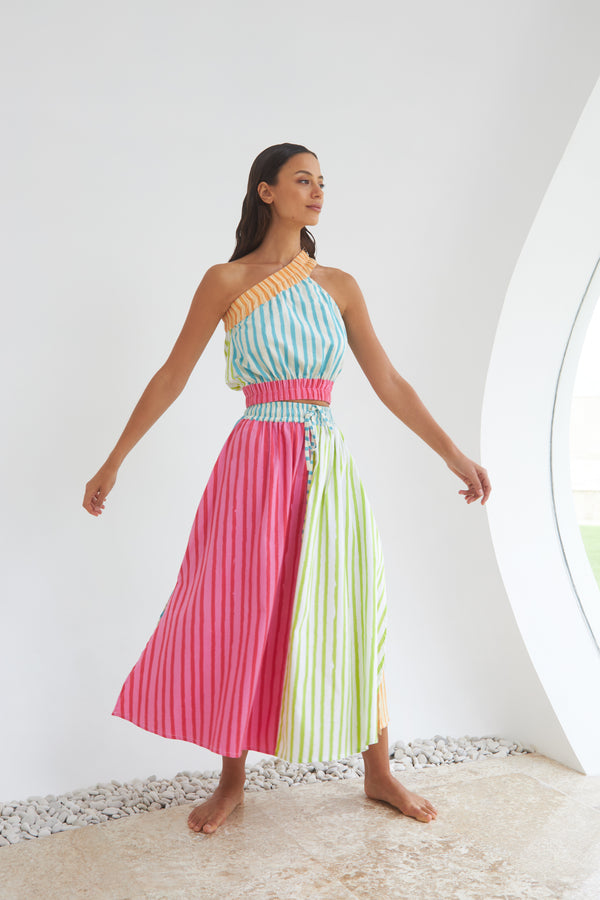 THE SUNNY SIDE UP SKIRT - MULTI COLOR STRIPES