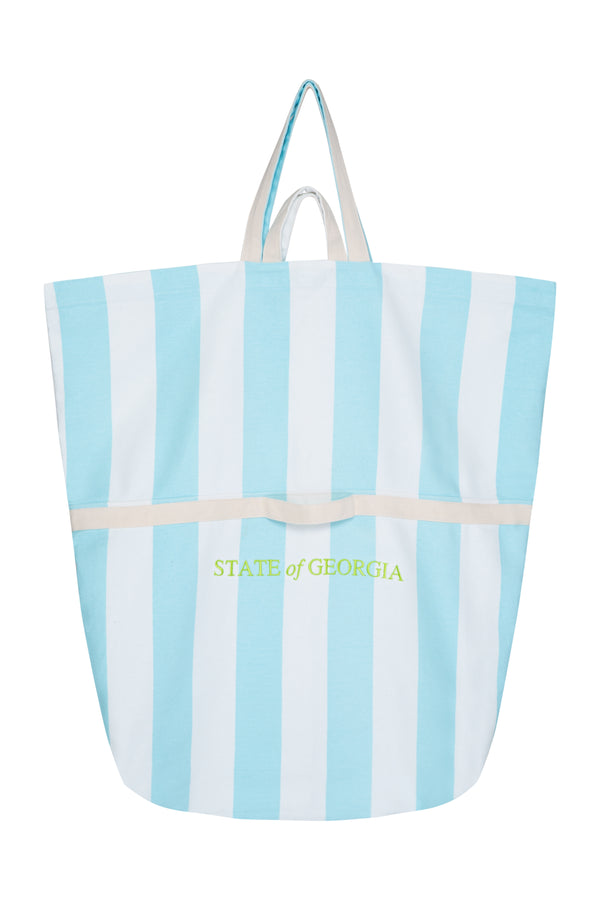 BEACH BAG - AQUA STRIPE