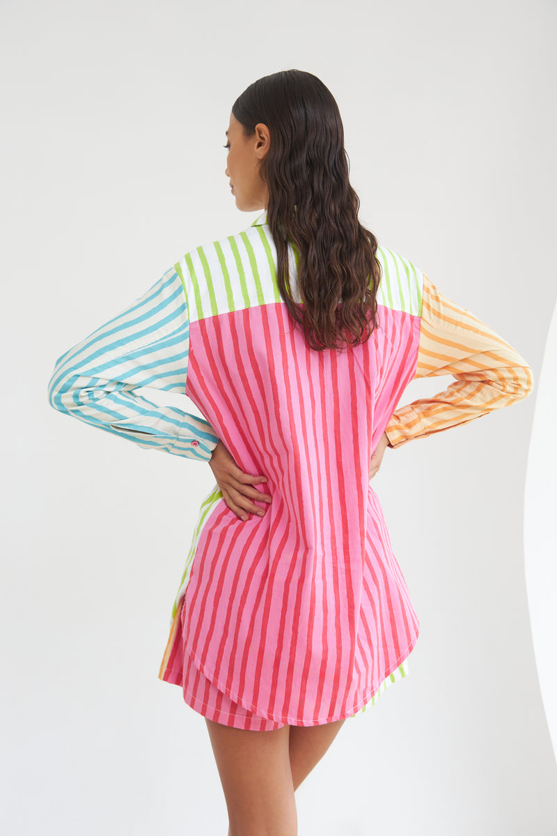 THE SUNNY SIDE UP SHIRT - MULTI COLOR STRIPES