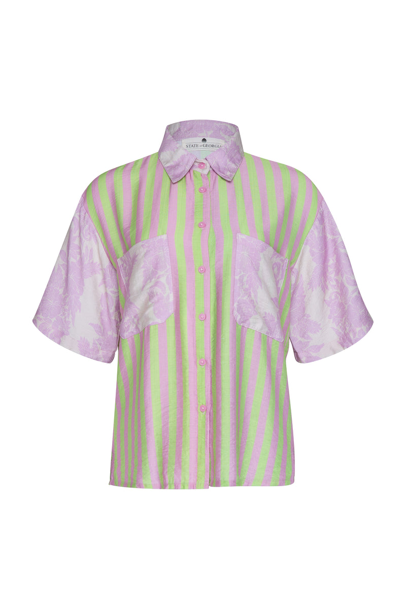 THE OHANA BUTTON UP SHIRT - HIBISCUS ROSE