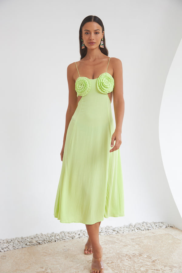 THE AMALFI ROSE DRESS - DAIQUIRI GREEN