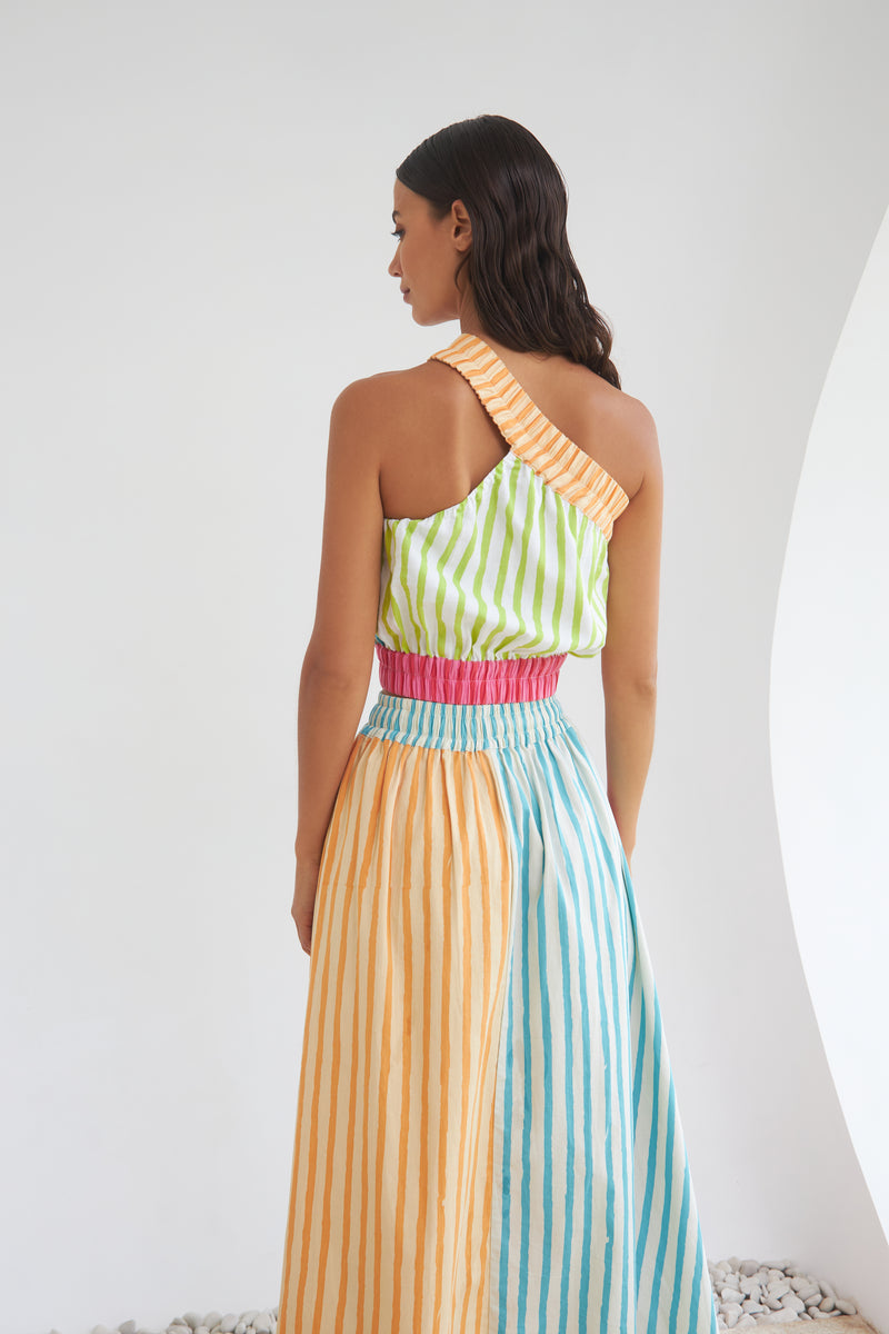 THE SUNNY SIDE UP SKIRT - MULTI COLOR STRIPES