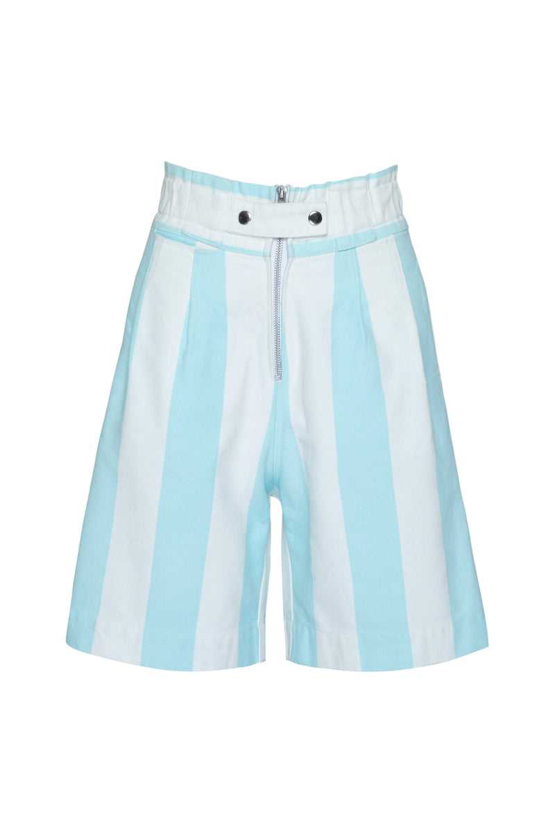 THE OASIS ELASTIC CULOTTE - AQUA STRIPE