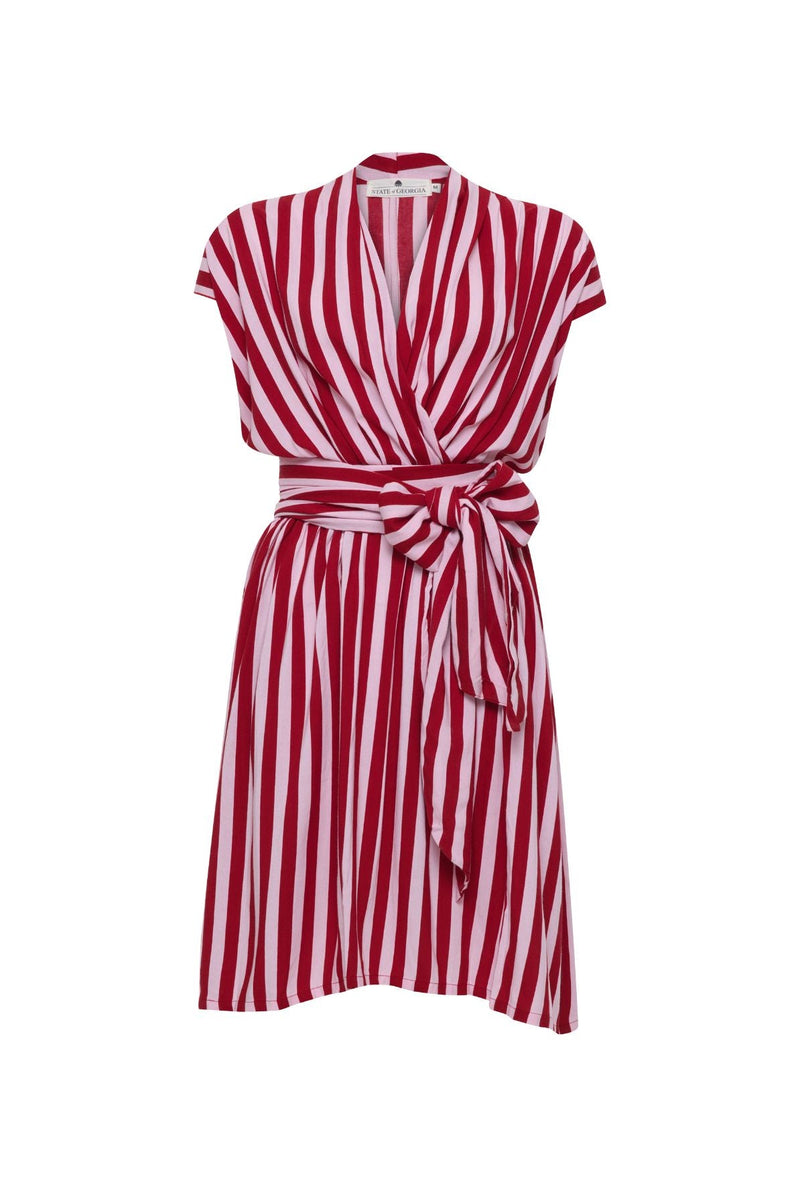 THE POINT DRESS SHORT - WHIPPY STRIPE PINK & RED