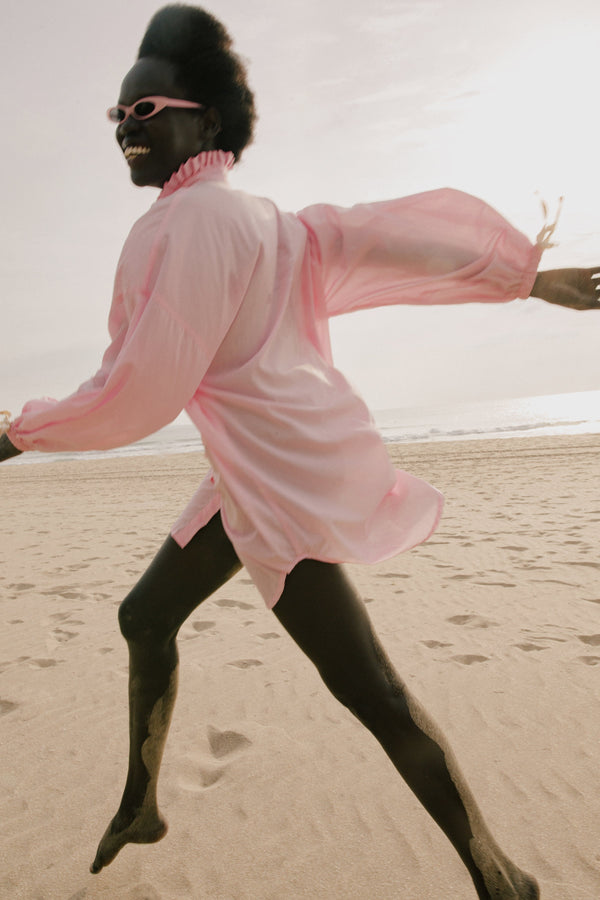 THE TUXEDO SHIRT/DRESS - PINK