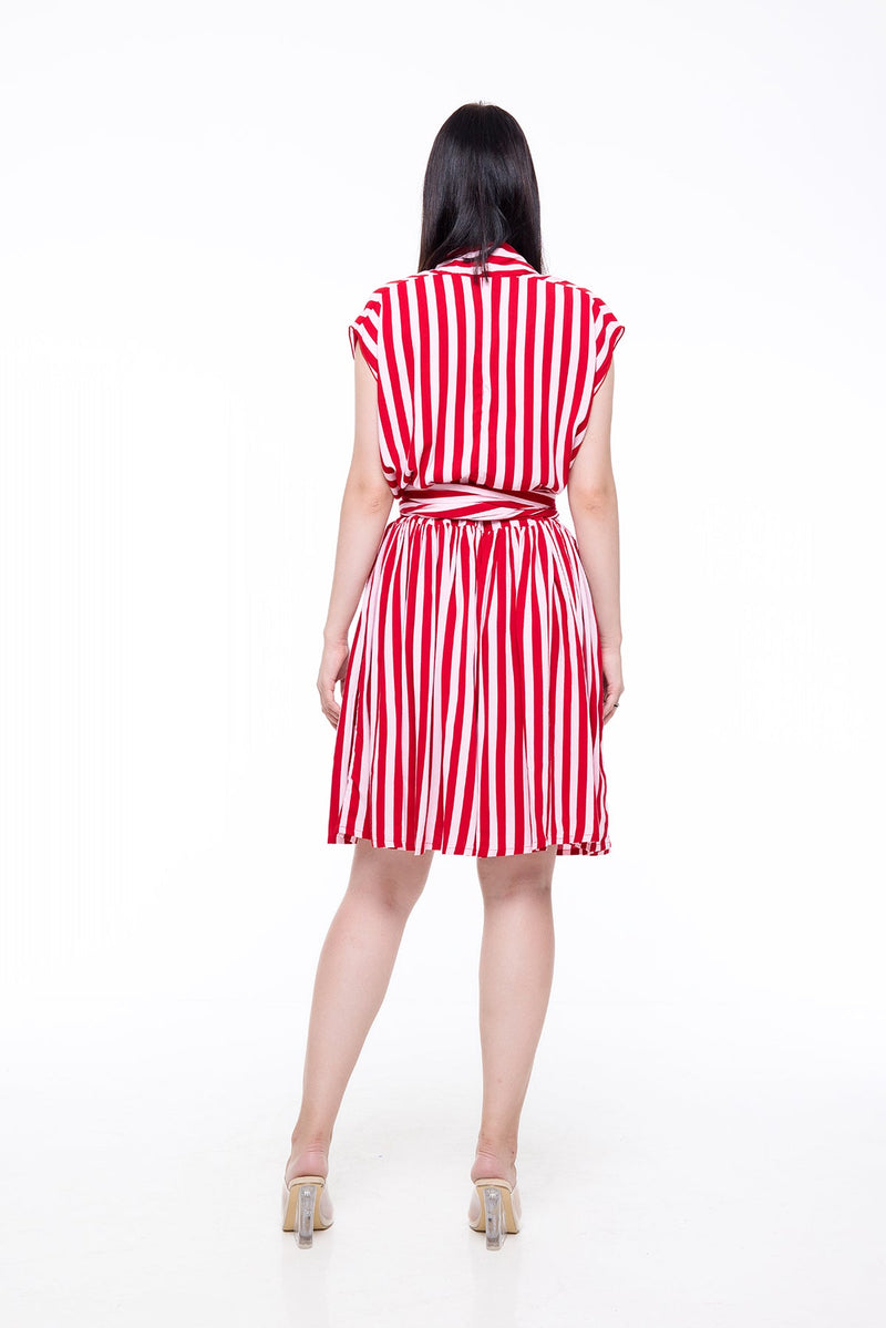 THE POINT DRESS SHORT - WHIPPY STRIPE PINK & RED