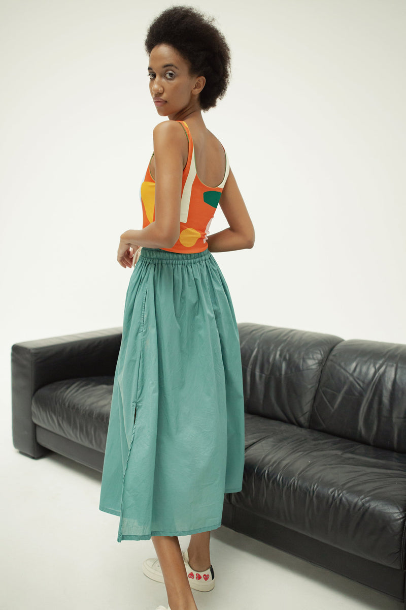 THE TULIE  DRAWSTRING SKIRT - DUSTY GREEN