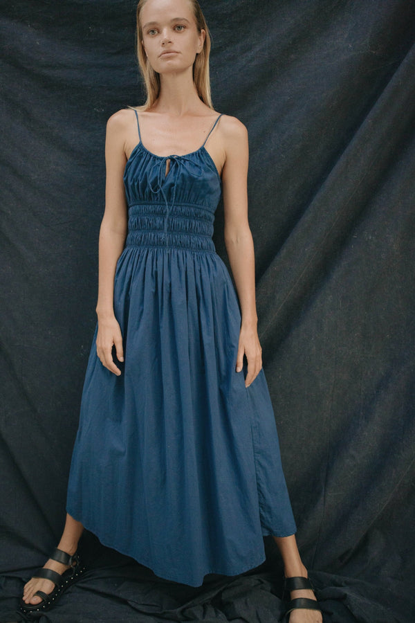 THE SUNRISE ELASTIC DRESS - NAVY BLUE