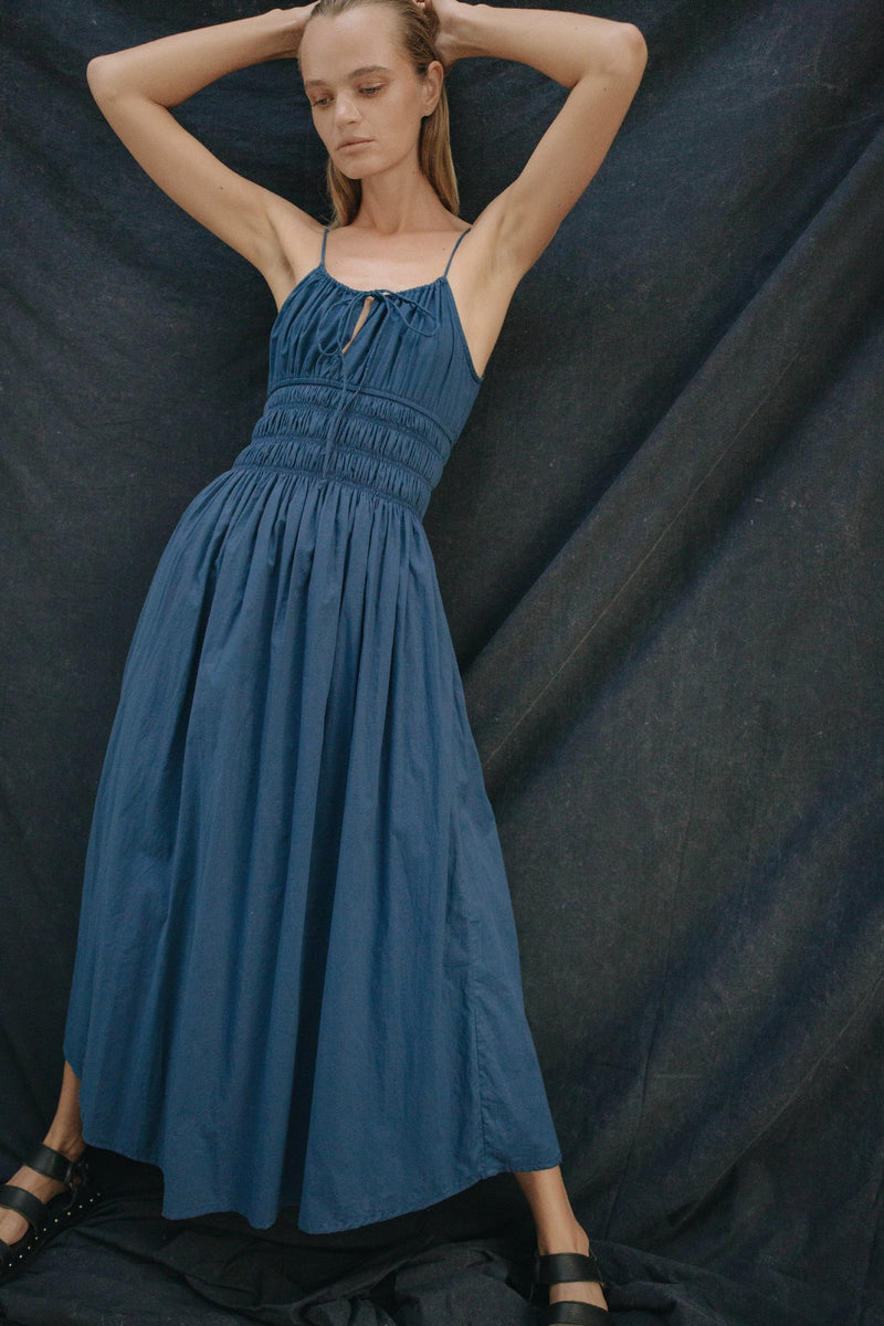 THE SUNRISE ELASTIC DRESS - NAVY BLUE