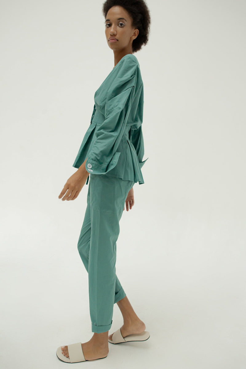 THE ELASTIC DRAWSTRING PANTS DUSTY GREEN