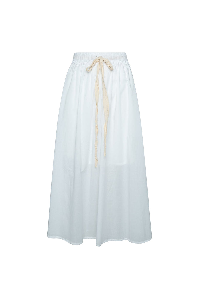 THE TULIE DRAWSTRING SKIRT - GHOST WHITE