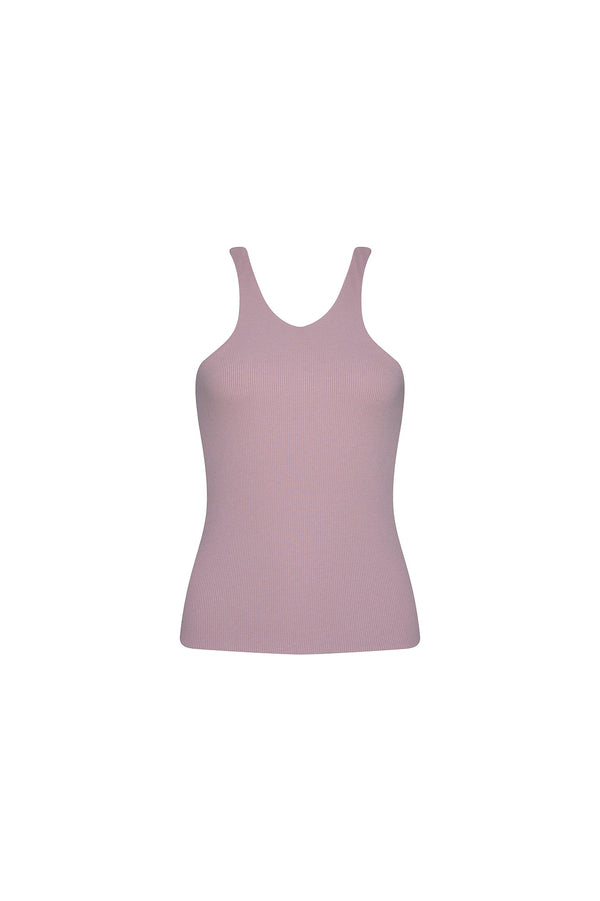 THE LOUNGER RIB SINGLET - DUSTY PINK