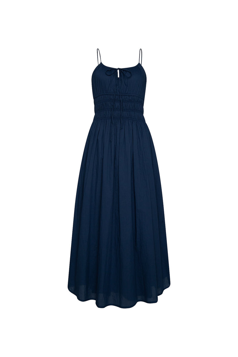 THE SUNRISE ELASTIC DRESS - NAVY BLUE