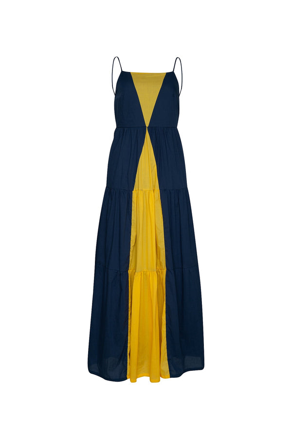 THE TRIANGLE MAXI DRESS - OJ/NAVY BLUE