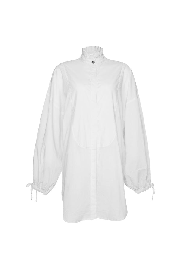 THE TUXEDO SHIRT/DRESS  - GHOST WHITE