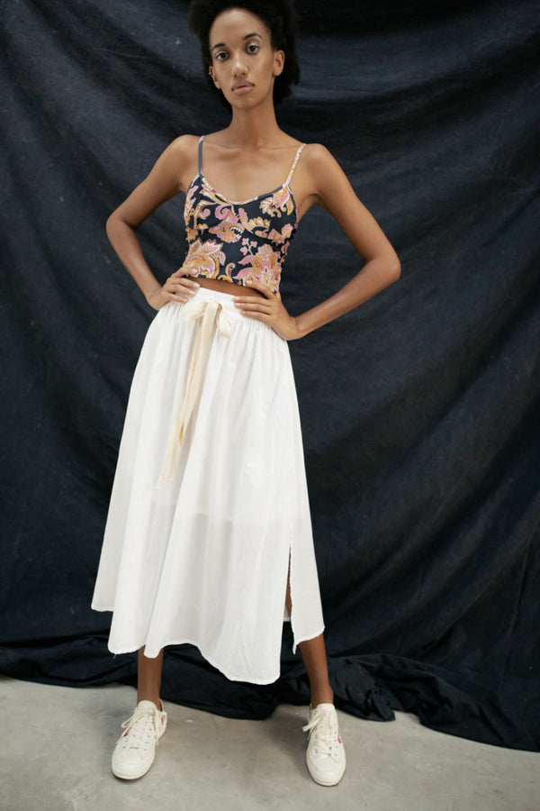 THE TULIE DRAWSTRING SKIRT - GHOST WHITE