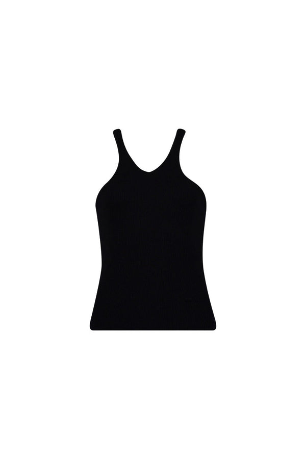 THE LOUNGER RIB SINGLET - BLACK